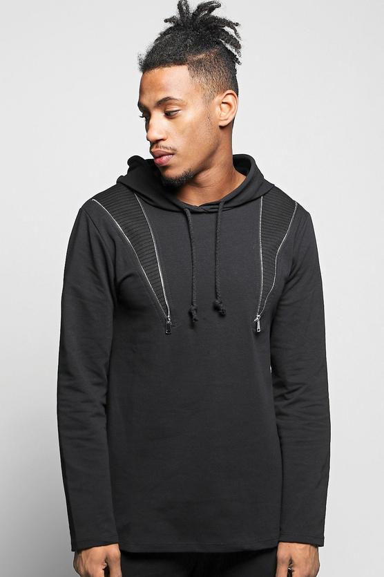 Over The Head Hoodie with Zip Panels